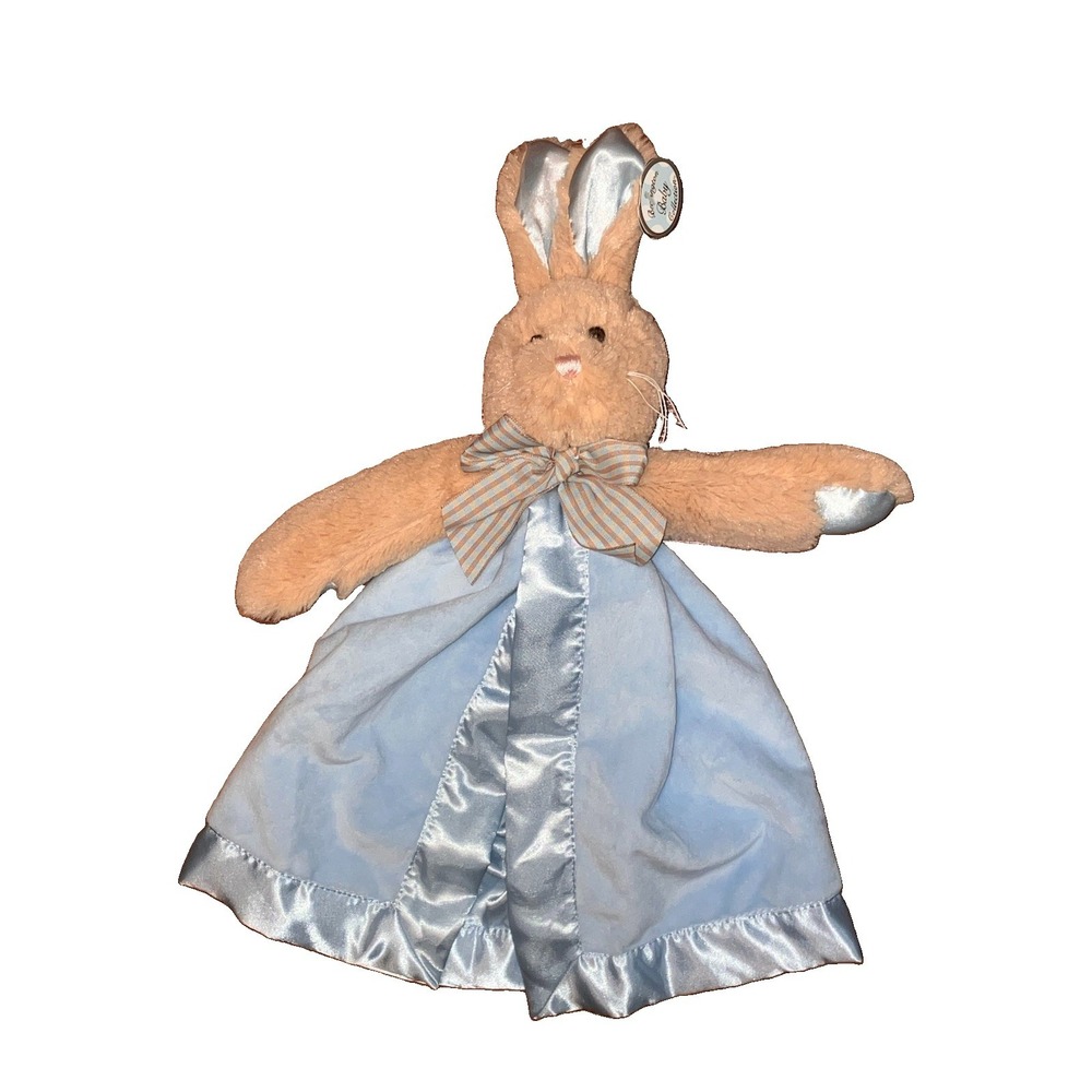 Bearington Baby Collection Lovey Bunny Tail Snuggler Blue and Brown NWT